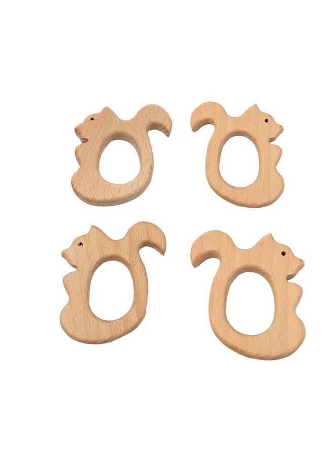 2pcs Lovely Cartoon Wood Pure Natural Animal Shape Beech Wooden Handmade DIY Necklace Pendant Decorations (Squirrel)