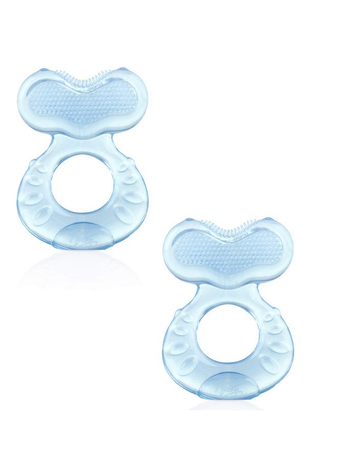 Nuby Silicone Teethe-EEZ Teether with Bristles (Blue-2 Count)