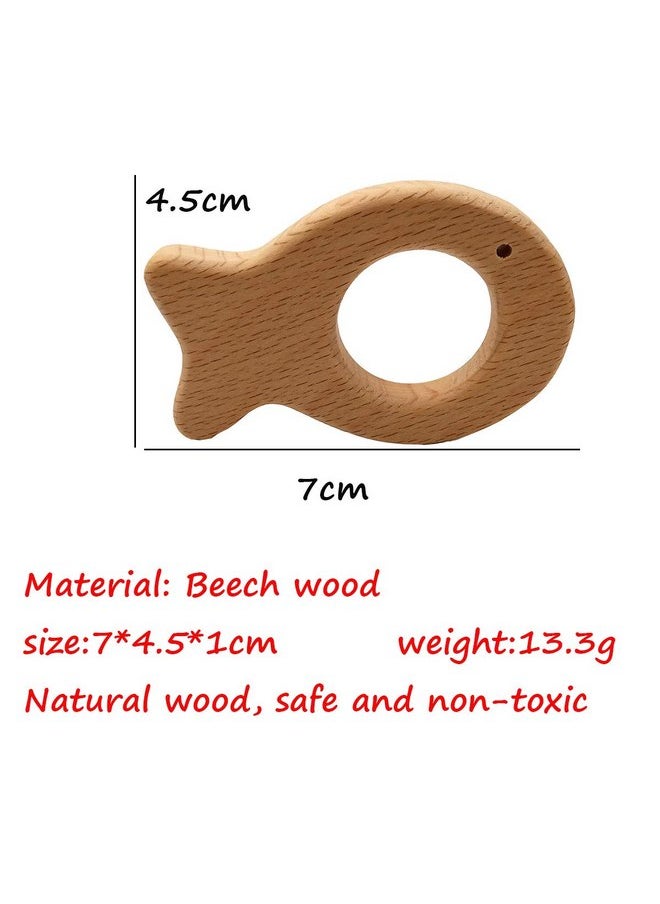 Alenybeby 2pcs Natural Wooden Fish Pendant Pure Natural Beech Wood Animal Shape for Handmade Necklace/Bracelet (Fish 2pcs)