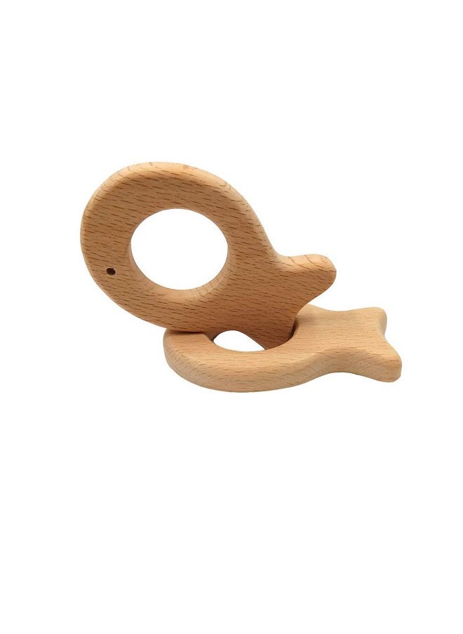 Alenybeby 2pcs Natural Wooden Fish Pendant Pure Natural Beech Wood Animal Shape for Handmade Necklace/Bracelet (Fish 2pcs)