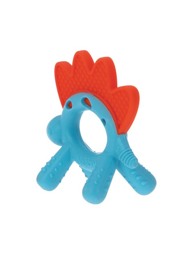 Nuby Geo Zoos Massaging Teether - Baby Teething Toy - Soft Easy Grip - 3+ Months - Dino