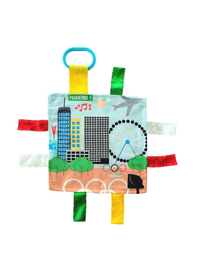 Baby Jack & Co 8x8” Learning Lovey Atlanta Georgia Tag Toys for Babies - Baby Crinkle Toys - Soft & Safe - Learn USA Cities and Shapes - Ideal Baby Toy & Gift BPA Free w/Stroller Clip