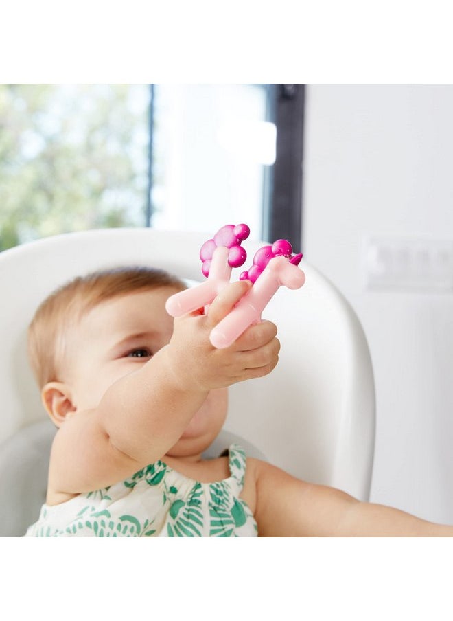 Boon Prance Unicorn Silicone Baby Teether - Dishwasher Safe Baby Teething Toys - Teething Relief for Babies - Baby Items Made Without BPA or PVC - Pink