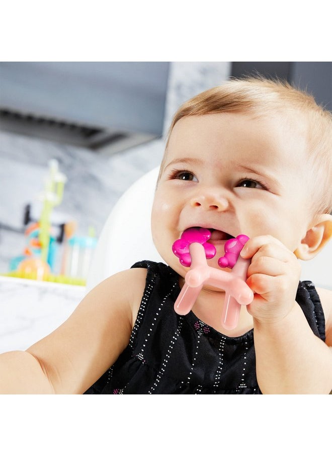 Boon Prance Unicorn Silicone Baby Teether - Dishwasher Safe Baby Teething Toys - Teething Relief for Babies - Baby Items Made Without BPA or PVC - Pink
