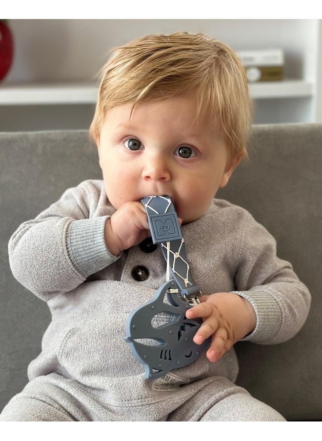 Malarkey Kids Baby Teething Toy for Babies 0-12 Months teether Pain Relief Toy with Clip Set Neutral Shower Gift for Boys and Girls Soft Safe BPA-Free Silicone Natural Organic (Baby Shark, Pack of 1)