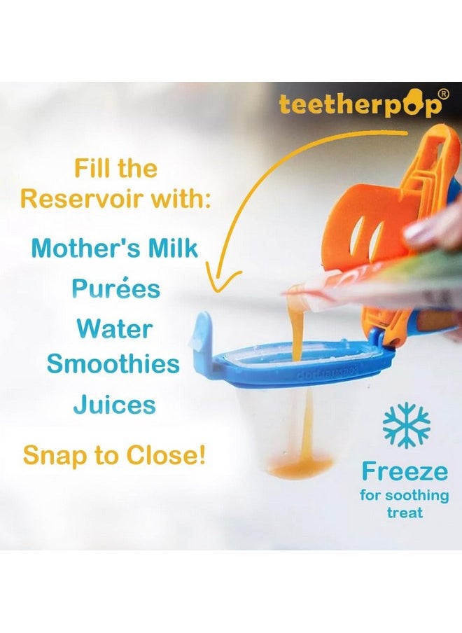 teetherpop - Fillable, Freezable Silicone Teethers for Teething Relief, Fill with Breast Milk, Water & More, 6-24 Months (PinkLimon)