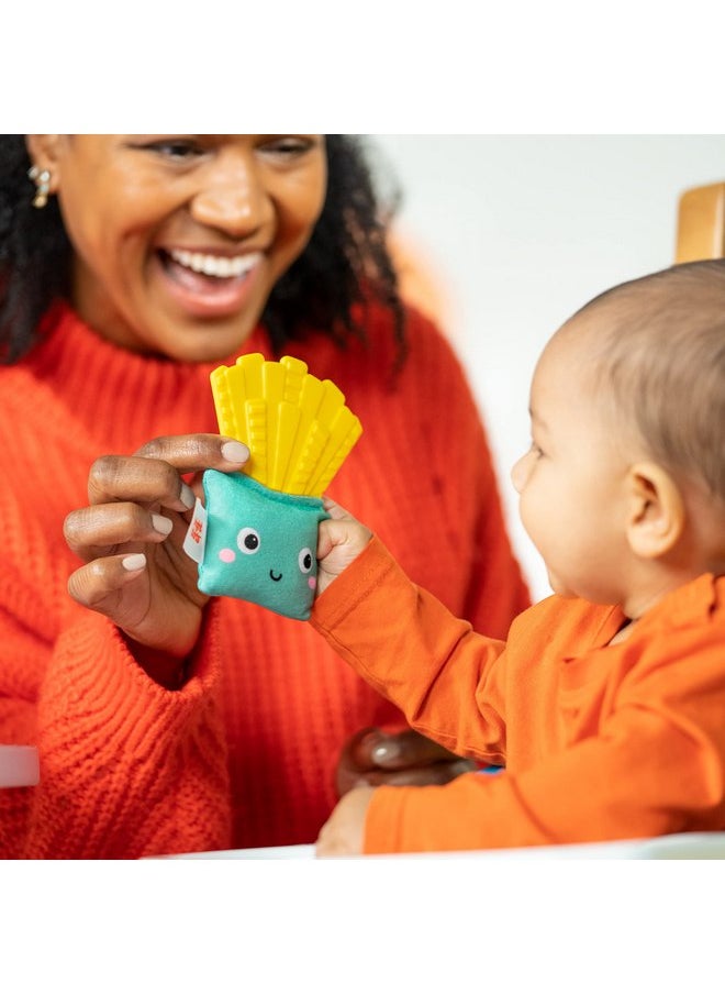 Bright Starts Side of Smiles French Fry Teether Toy with Crinkle Textures, Baby Teething Toy, BPA Free, Unisex, 3 Months+