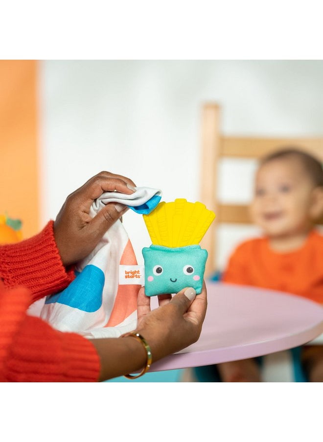 Bright Starts Side of Smiles French Fry Teether Toy with Crinkle Textures, Baby Teething Toy, BPA Free, Unisex, 3 Months+