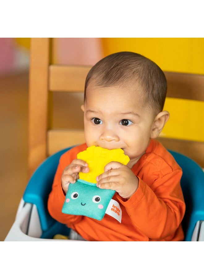 Bright Starts Side of Smiles French Fry Teether Toy with Crinkle Textures, Baby Teething Toy, BPA Free, Unisex, 3 Months+