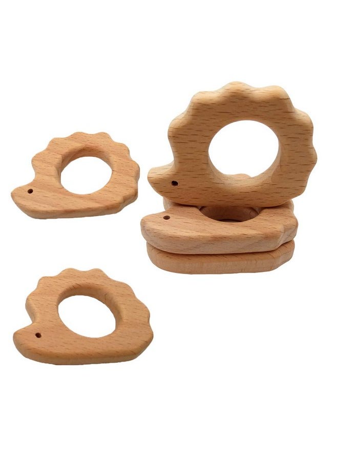 2pcs Natural Wooden Hedgehog Teething Pendant Pure Natural Beech Wood Animal Teether Shape for Handmade Home Decoration Craft Accessory (Hedgehog 2pcs)