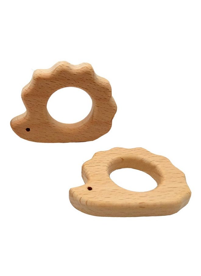 2pcs Natural Wooden Hedgehog Teething Pendant Pure Natural Beech Wood Animal Teether Shape for Handmade Home Decoration Craft Accessory (Hedgehog 2pcs)