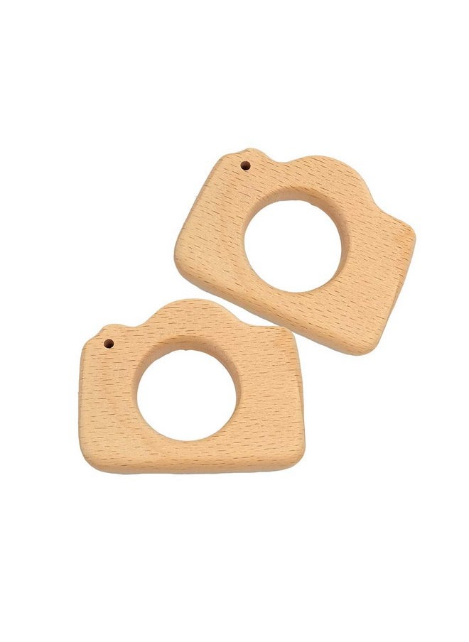 Lovely Cartoon Wood Camera Teether Toys Pure Natural Animal Teething Shape Beech Wooden Handmade Pattern Accessory DIY Jewelry Making Necklace Pendant (10pcs)