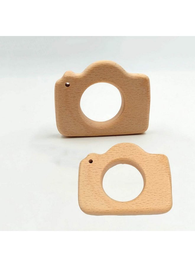 Lovely Cartoon Wood Camera Teether Toys Pure Natural Animal Teething Shape Beech Wooden Handmade Pattern Accessory DIY Jewelry Making Necklace Pendant (10pcs)