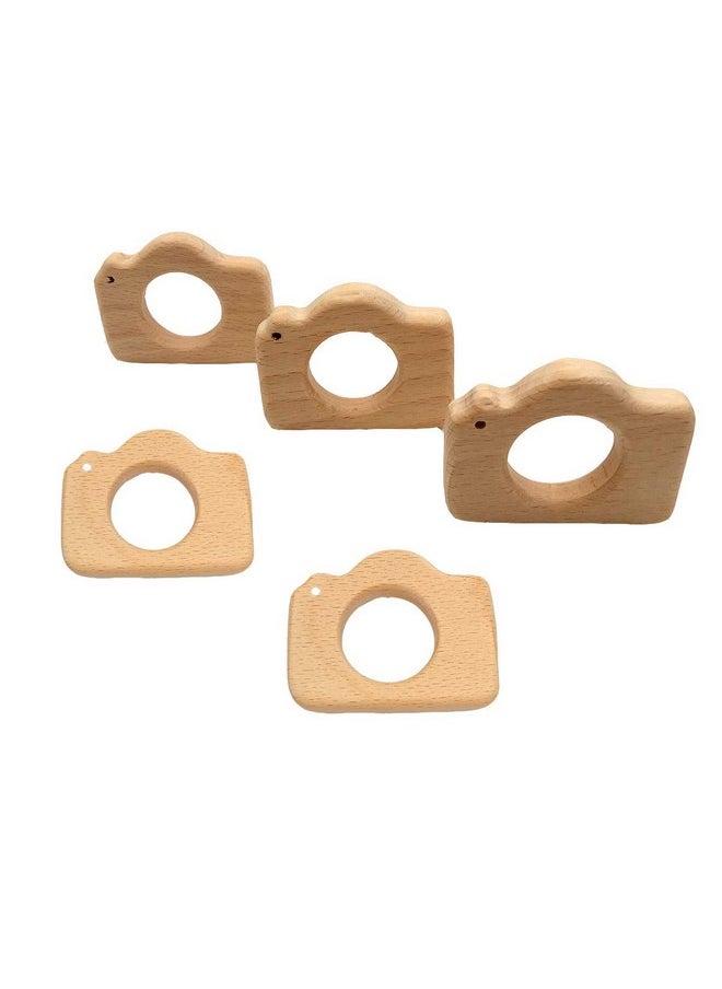 Lovely Cartoon Wood Camera Teether Toys Pure Natural Animal Teething Shape Beech Wooden Handmade Pattern Accessory DIY Jewelry Making Necklace Pendant (10pcs)