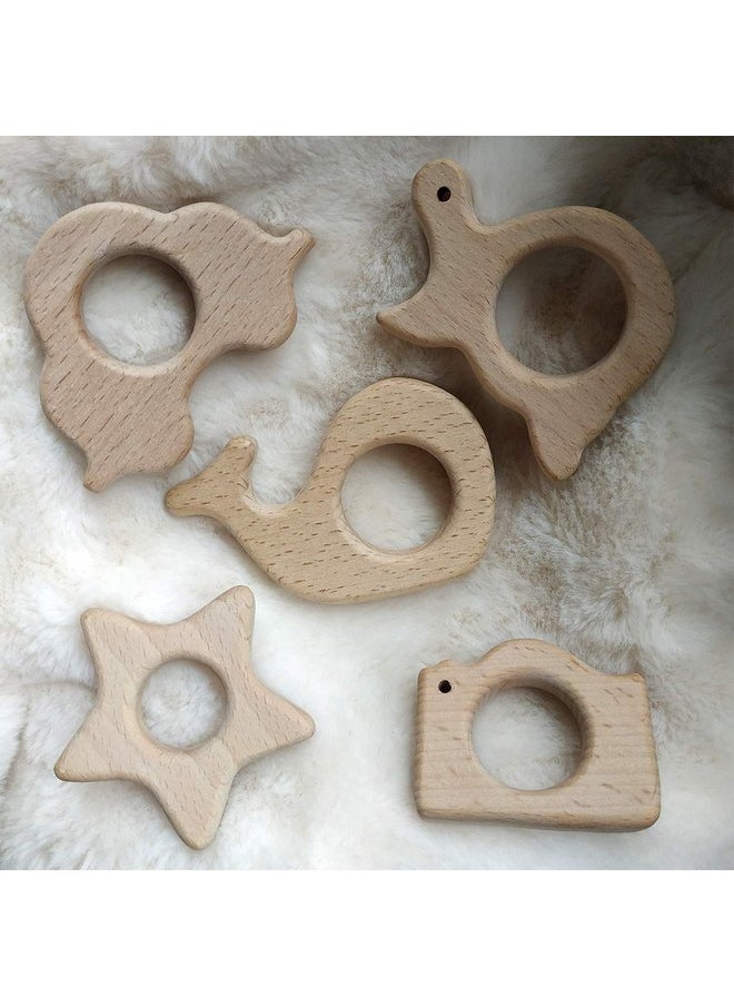 Lovely Cartoon Wood Camera Teether Toys Pure Natural Animal Teething Shape Beech Wooden Handmade Pattern Accessory DIY Jewelry Making Necklace Pendant (10pcs)