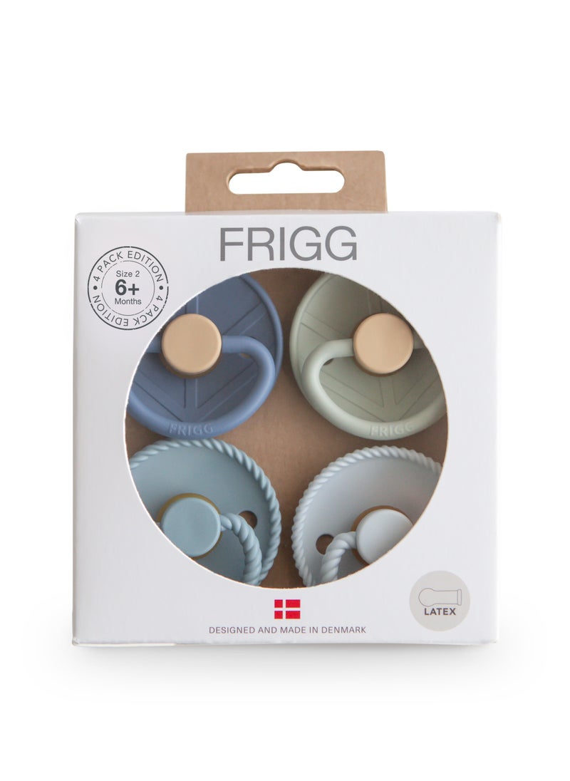 FRIGG Round Latex Baby Pacifier 6-18M 4-Pack Skyline Serenity - Size 2