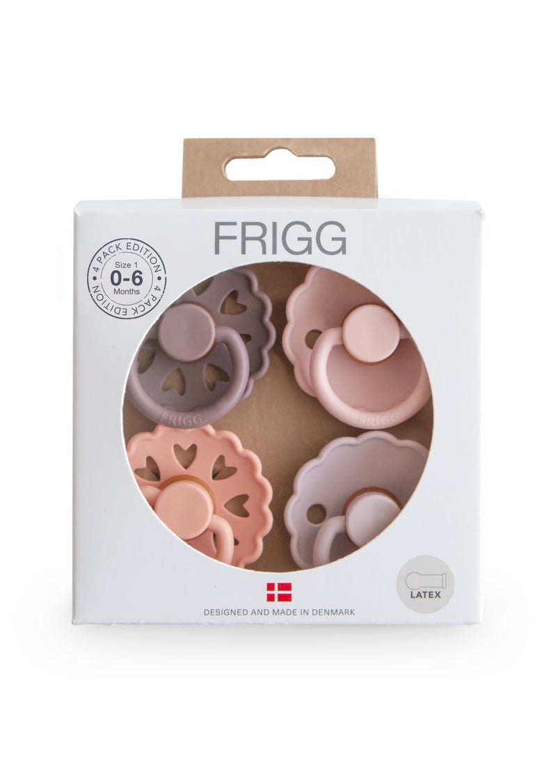 FRIGG Round Latex Baby Pacifier 0-6M 4-Pack Sunset Bliss - Size 1