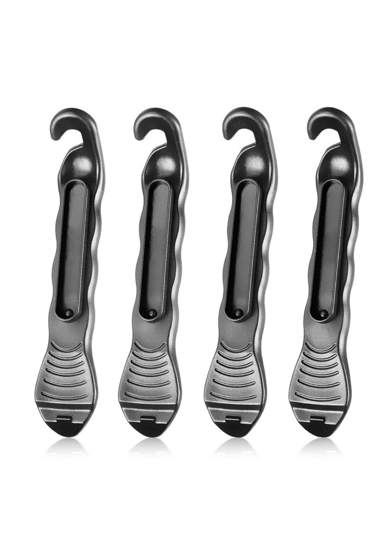 Bike Tire Levers, 4 Pcs Compact Roadside Bicycle Tyre Levers Tool for Inner Tube Tire, Solid Reliable Plastic Bike Tire Spoons Set, Lightweight Changing Kits, Quick Repair Pry Bar Lever (Black)