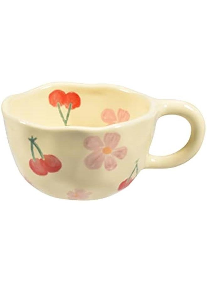 Ceramic Coffee Mug, Creative Flower Cup for Office and Home, Dishwasher and Microwave Safe, 8.5 oz/250 ml for Latte Tea Milk, Suitable for Mom on Mother's Day (Pink Cherry)