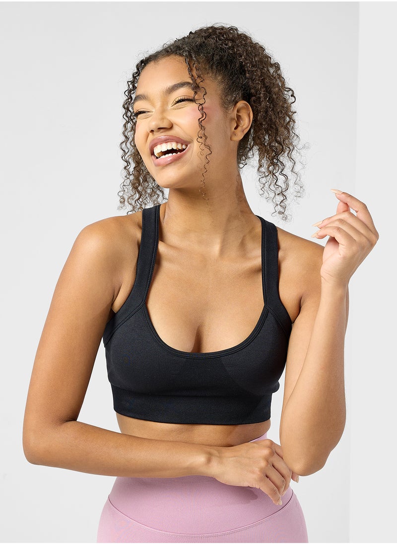 Medium Support Sports Bra With Cross Back