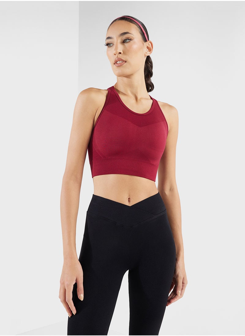 Mesh Detail Sports Bra With Cutout Back