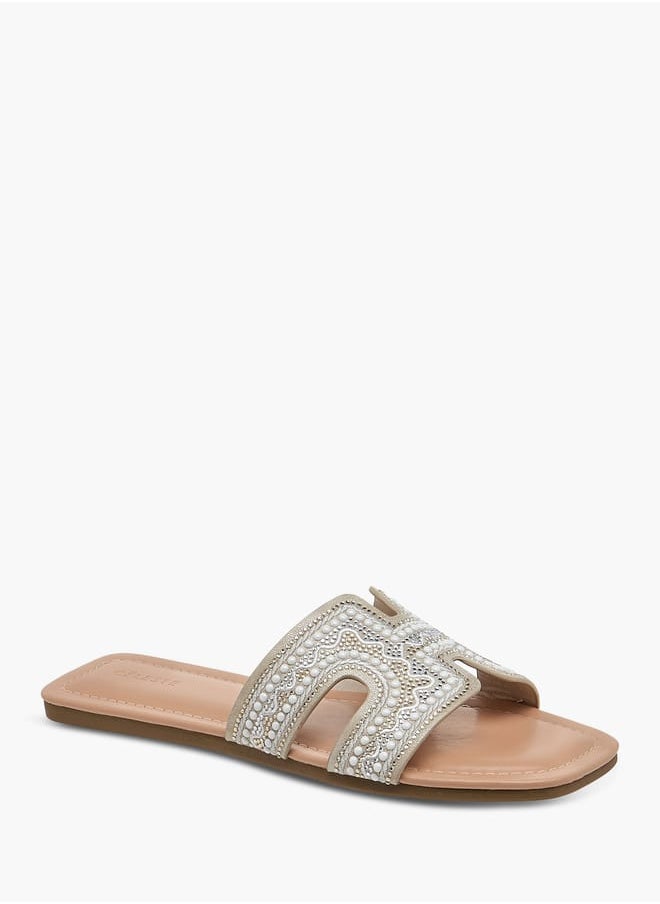 Embellished Womens Slide Sandals With Slip On Closure Ramadan Collection