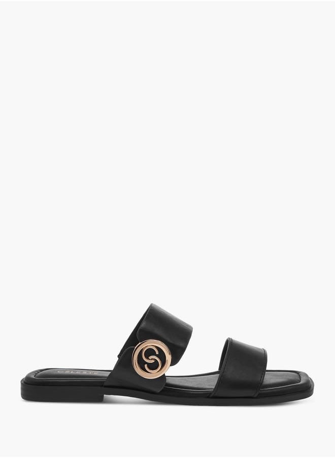 Women Monogram Print Slip-On Sandals