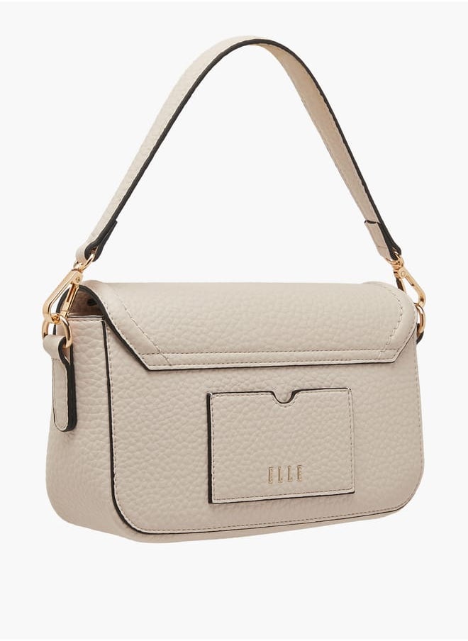 Women Monogram Accent Crossbody Bag with Detachable Strap and Flap Closure