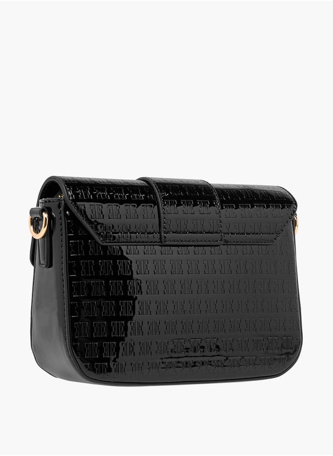 Women Monogram Embossed Crossbody Bag with Detachable Chain Strap