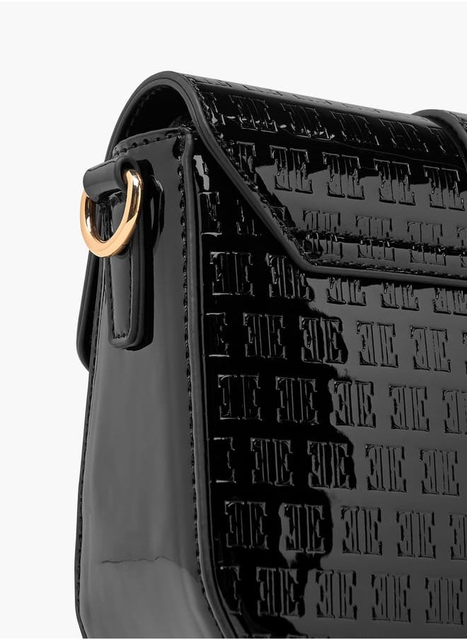 Women Monogram Embossed Crossbody Bag with Detachable Chain Strap