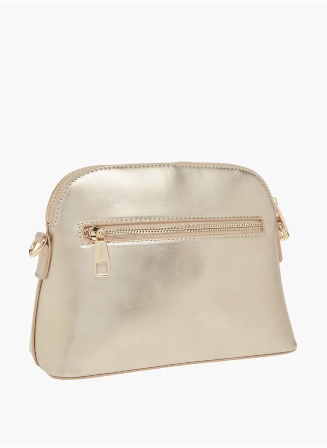 Womens Missy Monogram Print Crossbody Bag With Adjustable Strap And Zip Closure