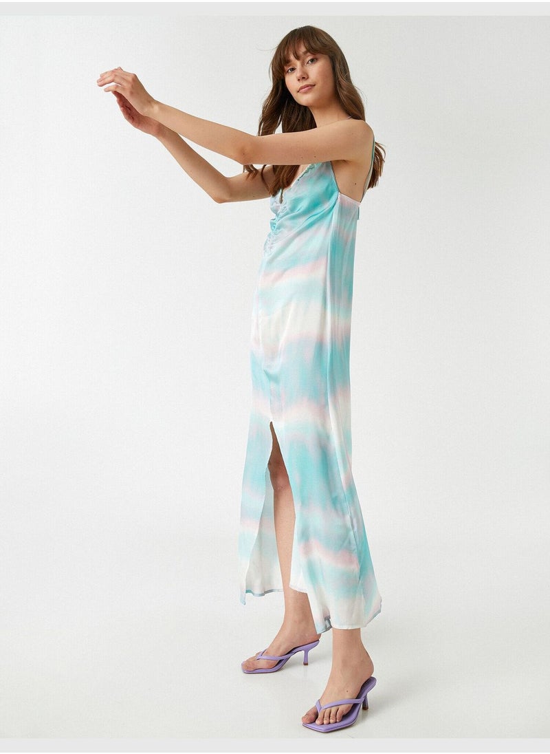 V Neck Satin Dress Tie-Die