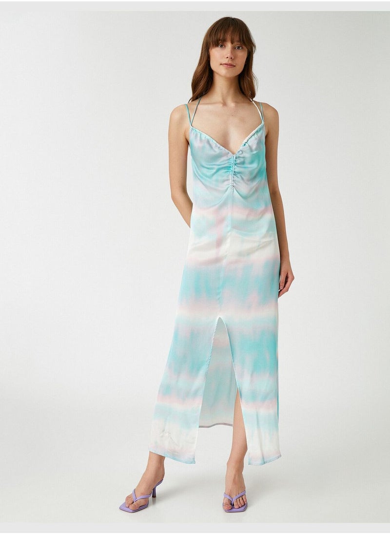 V Neck Satin Dress Tie-Die