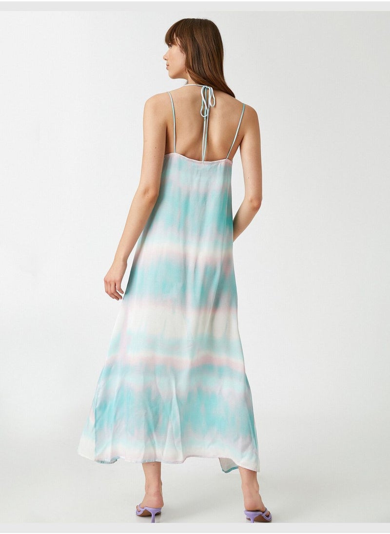 V Neck Satin Dress Tie-Die