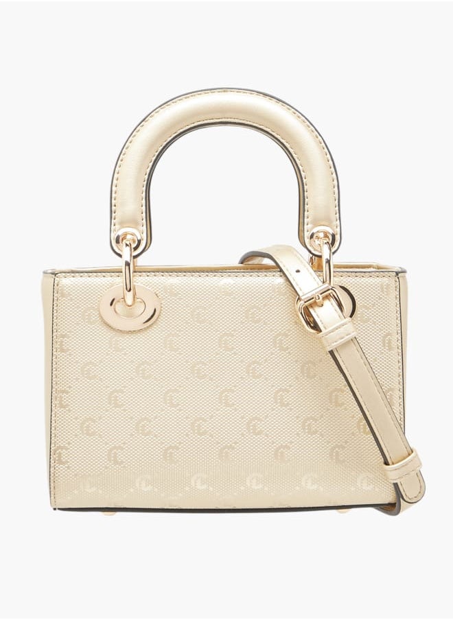 Women Monogram Embossed Tote Bag with Zip Closure Ramadan Collection