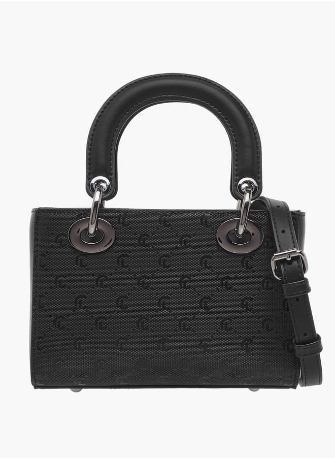 Women Monogram Embossed Tote Bag with Zip Closure Ramadan Collection