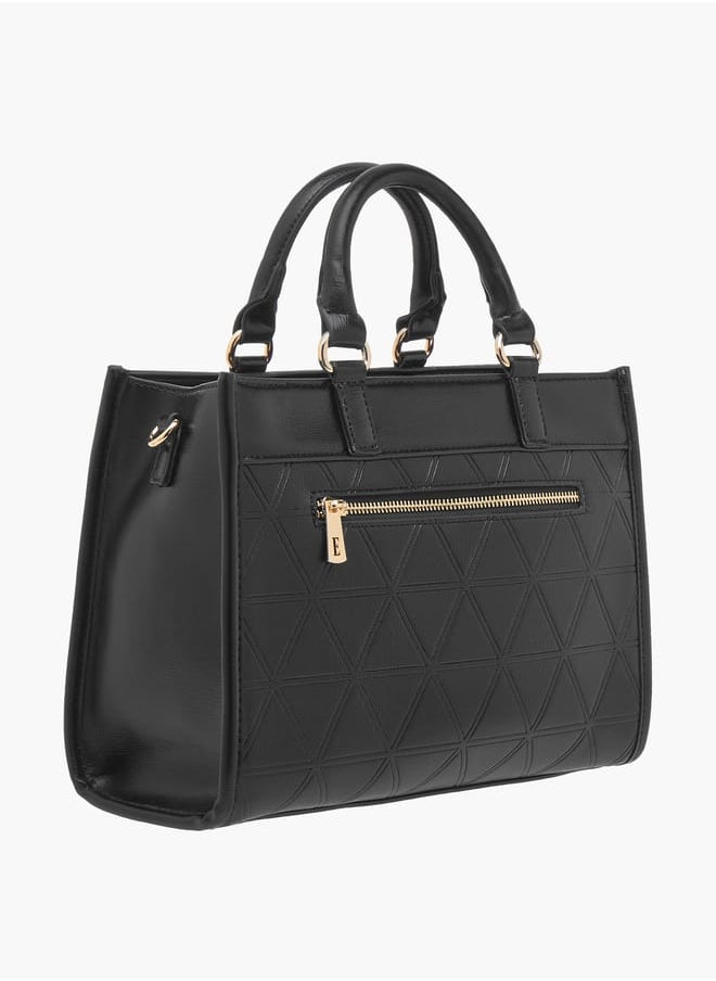Women Quilted Tote Bag with Double Handle and Zip Closure