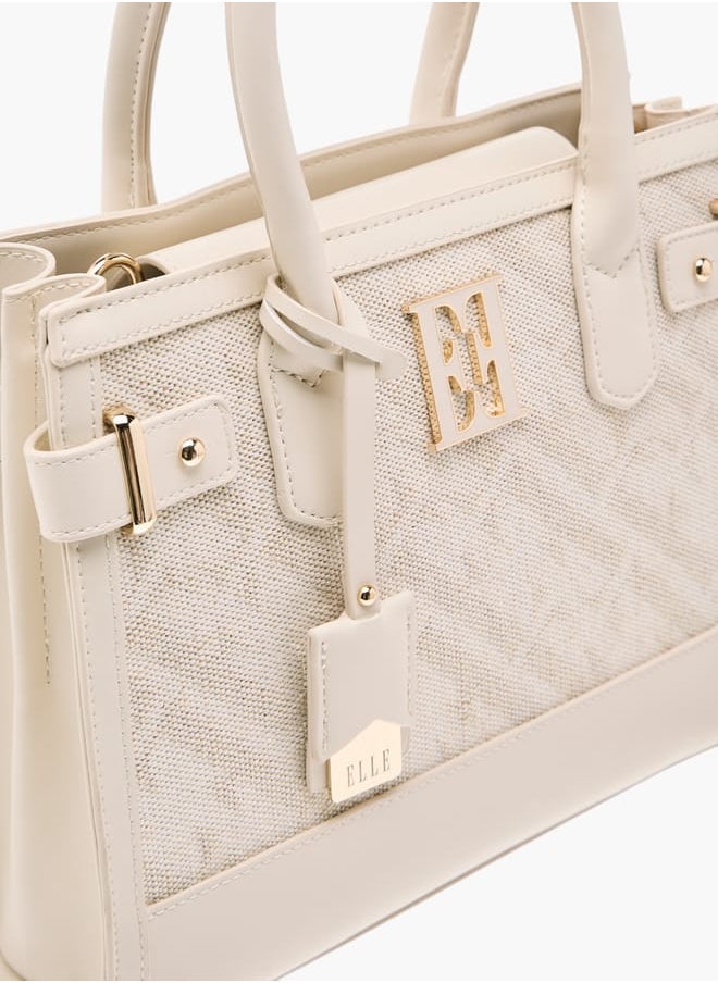 Women Jacquard Textured Tote Bag with Detachable Strap and Handles