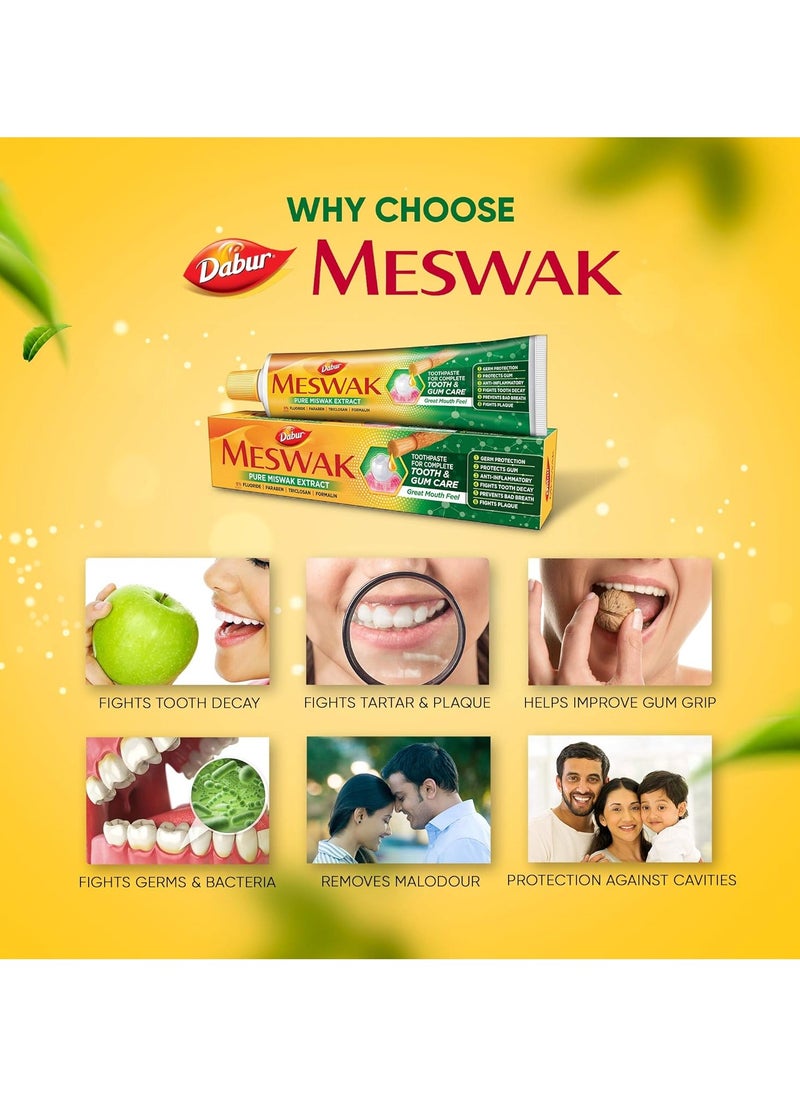 Meswak Complete Oral Care Toothpaste 500g 2 x 200g plus 1x100g Pure Miswak Extract No Fluoride Paraben or Triclosan