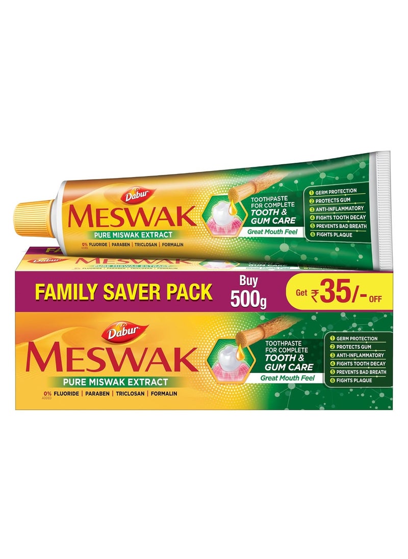 Meswak Complete Oral Care Toothpaste 500g 2 x 200g plus 1x100g Pure Miswak Extract No Fluoride Paraben or Triclosan