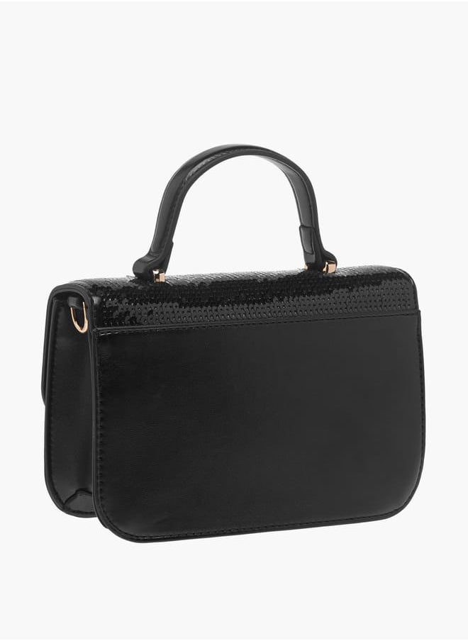 Women's Sequinned Satchel Bag with Handle and Detachable Strap Ramadan Collection