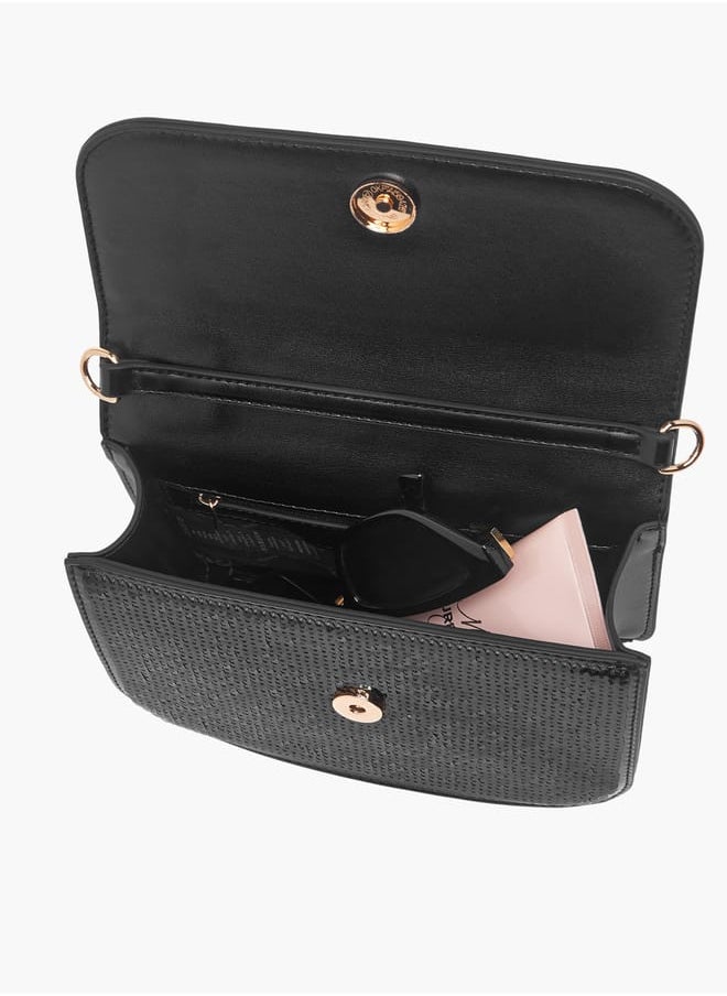 Women's Sequinned Satchel Bag with Handle and Detachable Strap Ramadan Collection