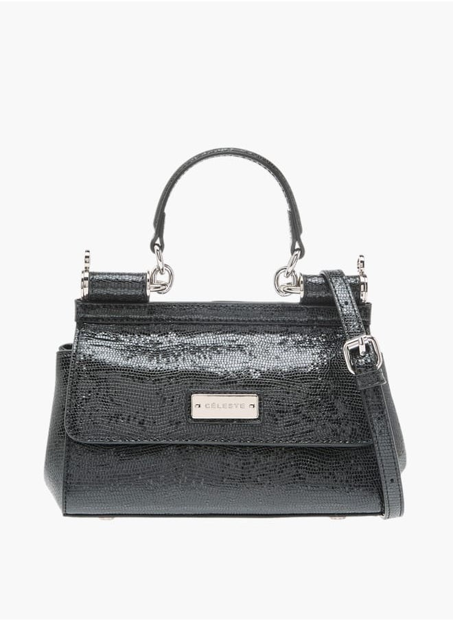 Women's Animal Textured Satchel Bag with Detachable Strap and Top Handle Ramadan Collection