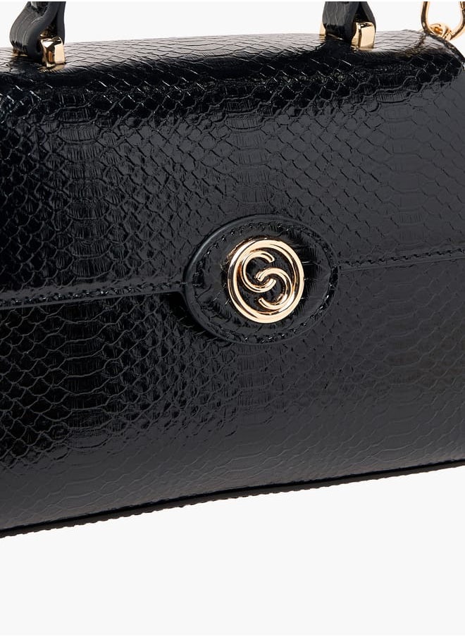 Women's Embossed Satchel Bag with Detachable Strap and Top Handle Ramadan Collection