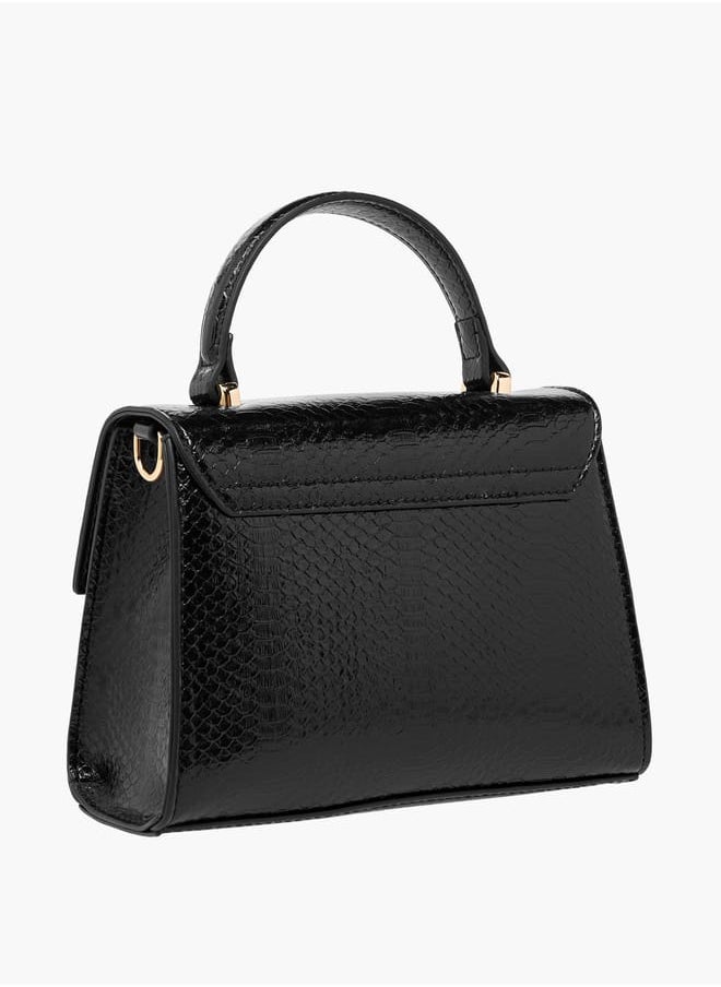 Women's Embossed Satchel Bag with Detachable Strap and Top Handle Ramadan Collection