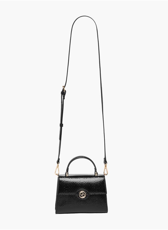 Women's Embossed Satchel Bag with Detachable Strap and Top Handle Ramadan Collection