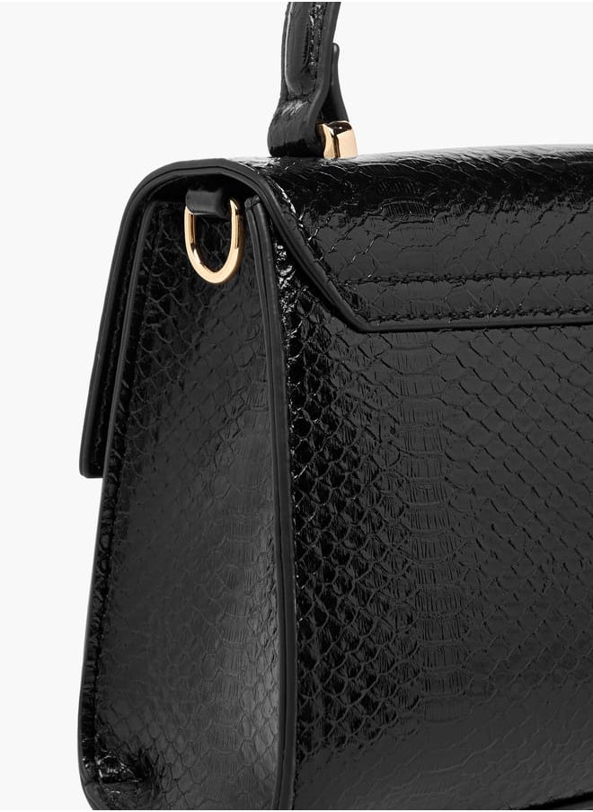Women's Embossed Satchel Bag with Detachable Strap and Top Handle Ramadan Collection