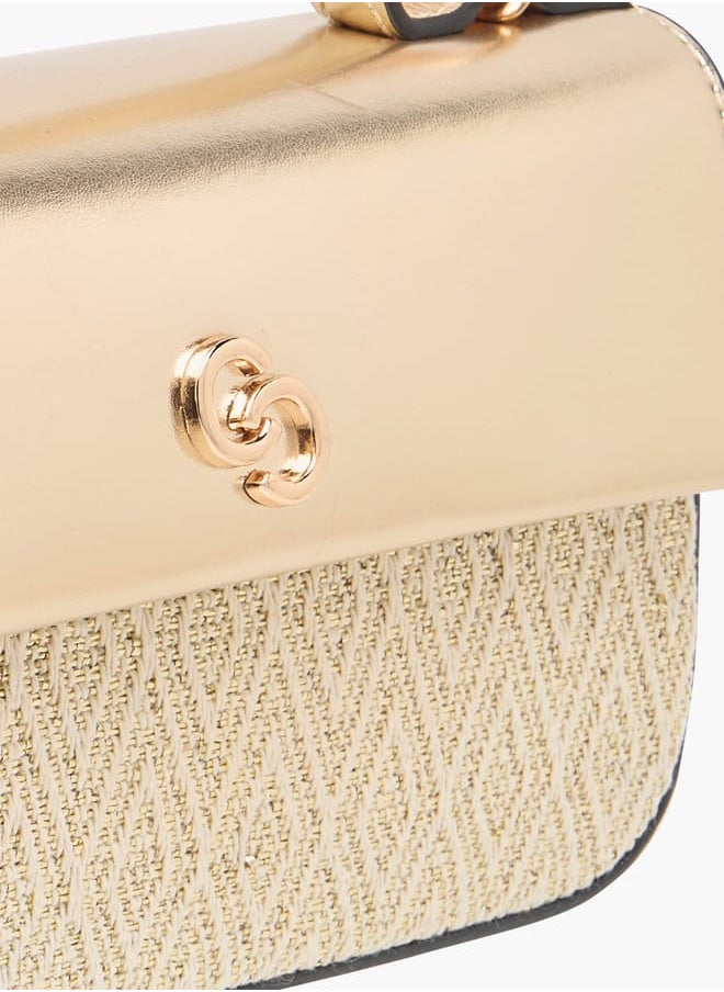 Women's Textured Satchel Bag with Detachable Strap and Top Handle Ramadan Collection