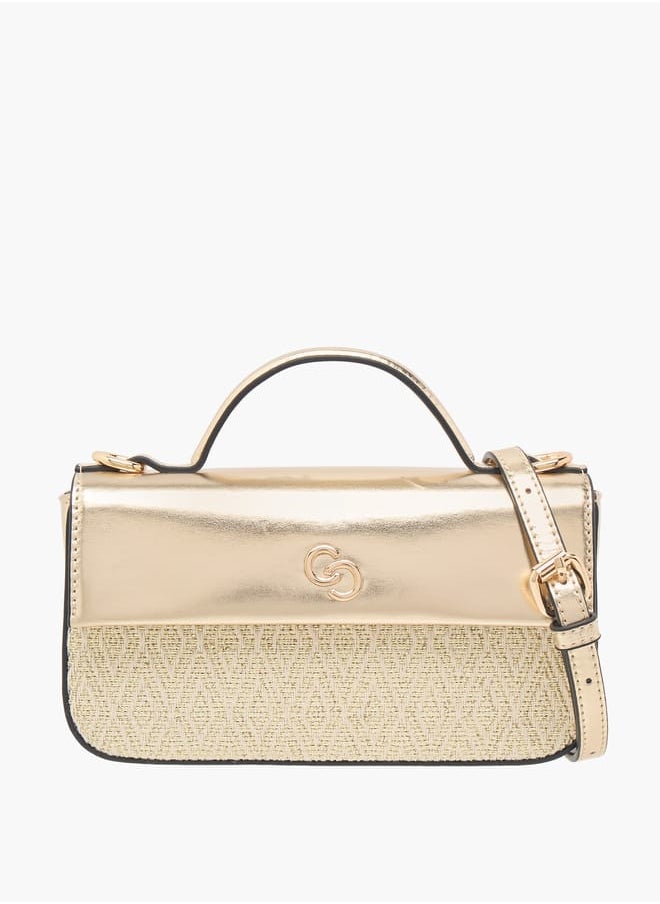 Women's Textured Satchel Bag with Detachable Strap and Top Handle Ramadan Collection