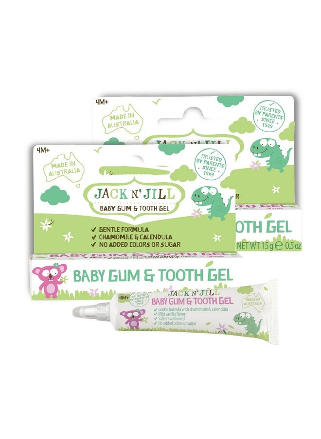 Jack N' Jill Baby Gum and Tooth Gel - Teething Relief for Babies, Gentle Formula with Chamomile and Calendula, No Added Sugars or Colors, Suitable for 4 Months and Up - 15 g (2 Pack)